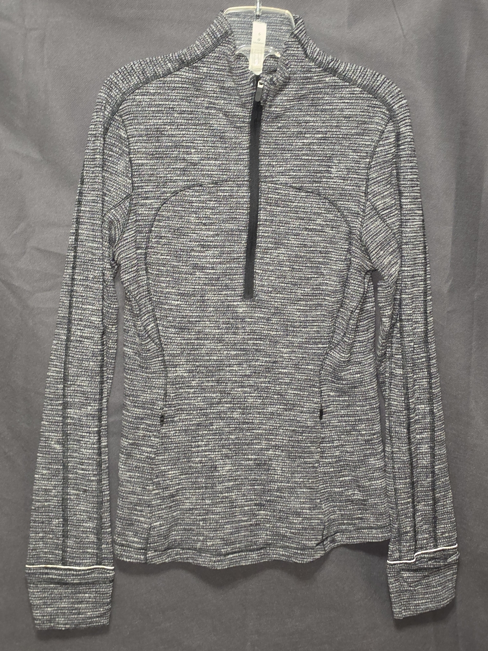 lululemon athletica Women's Heathered Black/Gray/white Long-Sleeve Half-Zip Top